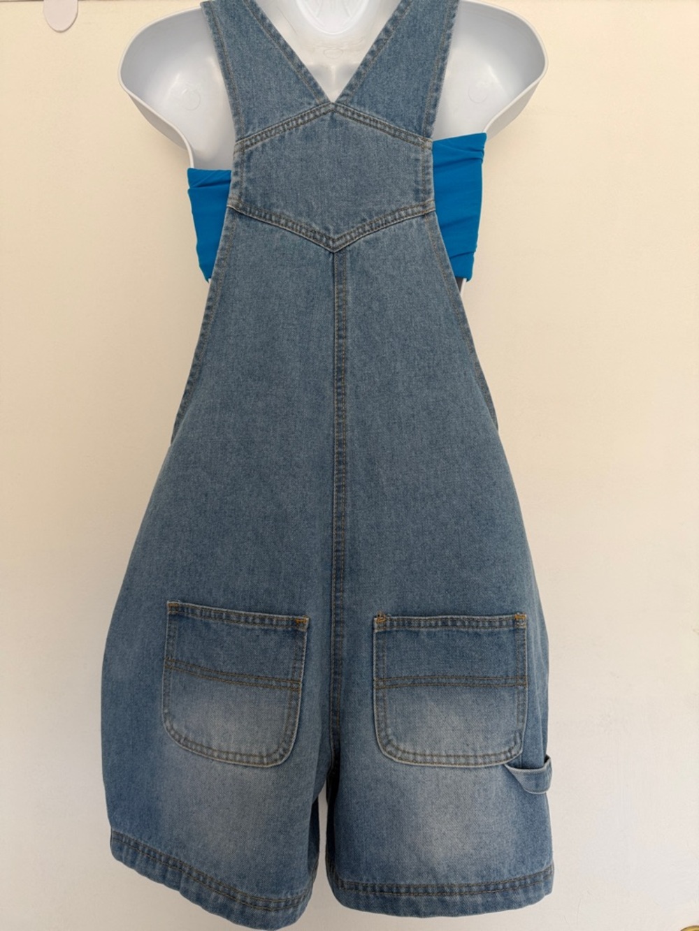 Denim Short Overalls Jumpsuit - Blue - Picture 2 of 3